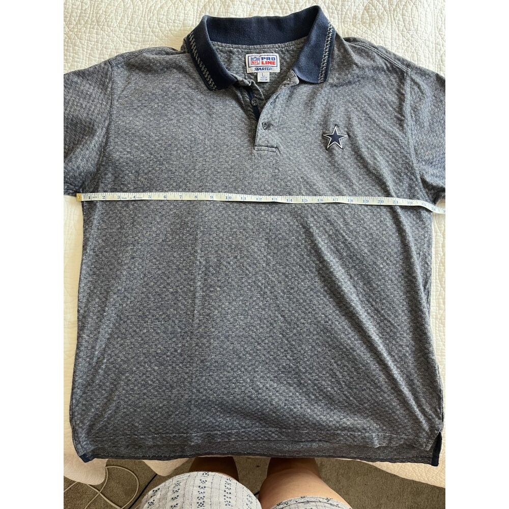 Vtg Dallas Cowboys Mens Polo Shirt Navy Blue Large NFL Football Starter Pro Line - Picture 9 of 13